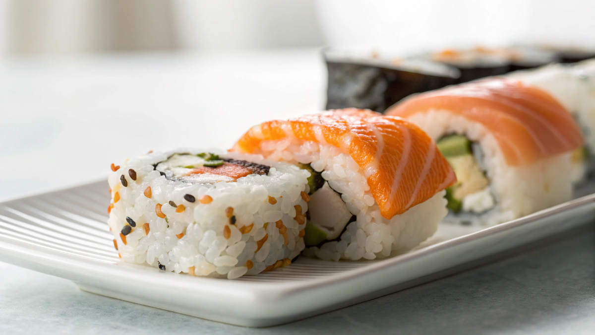 Makis et sushis avec sauce soja